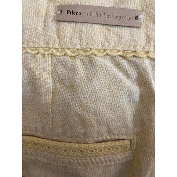 PILCRO & the Letterpress Straight Leg Linen Pants Mid Rise Yellow Size 10 - Picture 6 of 6